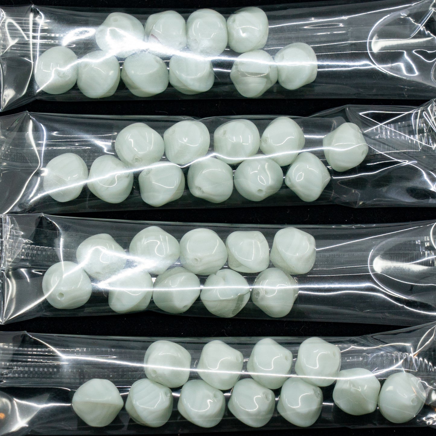 OUTLET  grams Smashed Round Beads, 9 x 10 mm, Light Gray Cryst Mixed Colors (light-gray-cryst-mix), Glass, Czech Republic