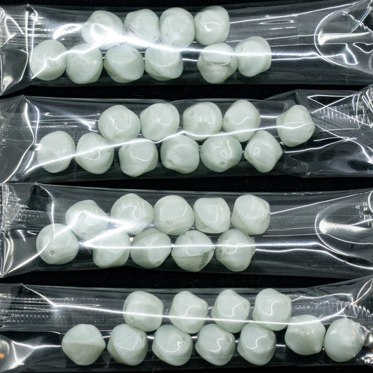 OUTLET  grams Smashed Round Beads, 9 x 10 mm, Light Gray Cryst Mixed Colors (light-gray-cryst-mix), Glass, Czech Republic