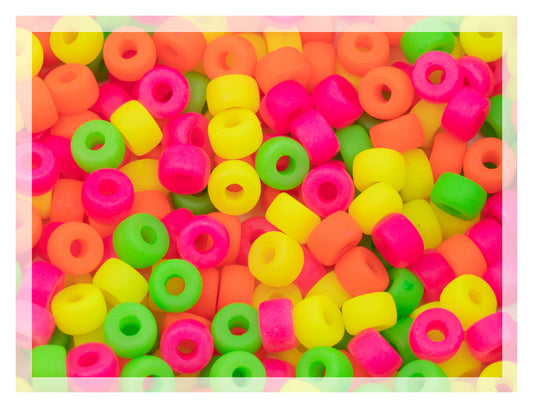 Mix of Big Pony Bagel Czech Glass Beads, 6mm, Semi Matte Neon Mix