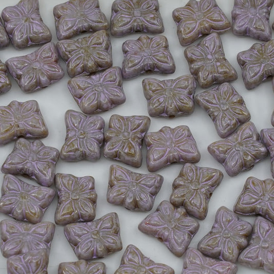OUTLET 250g/50g Butterfly Beads, 9 x 7 mm, Opaque Amethyst Travertin Cold Purple Spotted (24000-86800-33305), Glass, Czech Republic