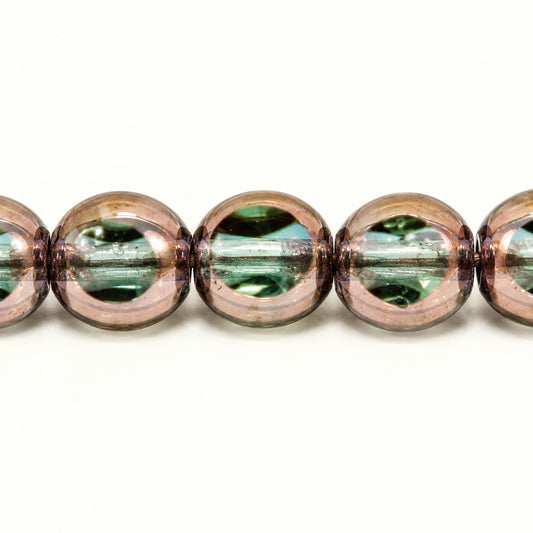 3-Cut Faceted Fire Polished Beads, Transparent Green Bronze (50510-14415), Glass, Czech Republic