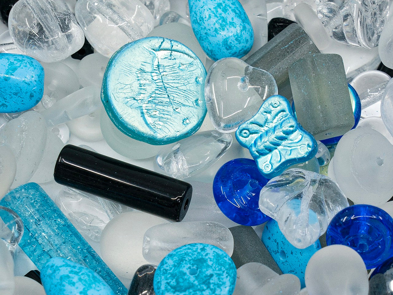 OUTLET Mix Of Unique Czech Bohemia Glass Pressed Beads,  mm, Glass, Czech Republic