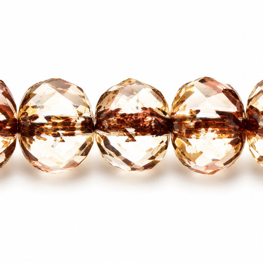 Special Cut Faceted Fire Polished Beads, Transparent Pink Stain Strong (70100-86805), Glass, Czech Republic