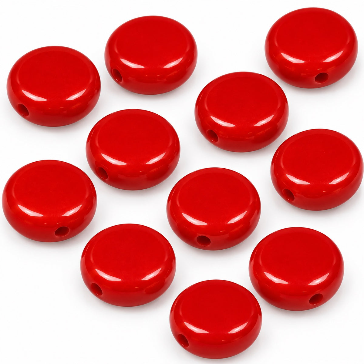 Flat Round Coin Beads, Opaque Red (93200), Glass, Czech Republic