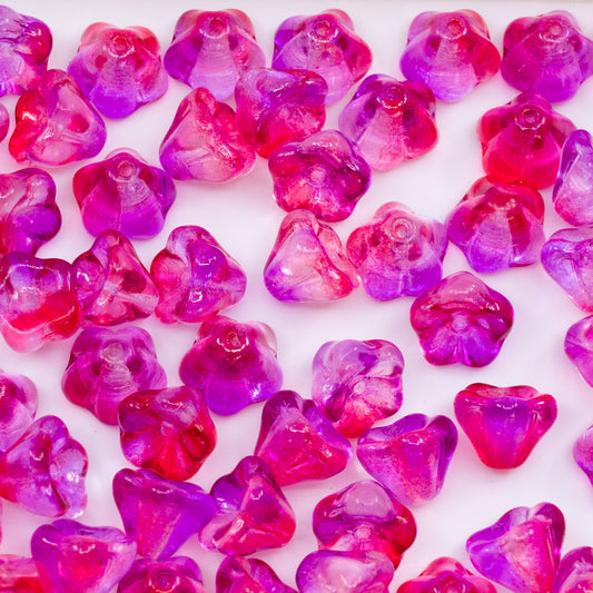 OUTLET 250g/50g Bell Flower Beads, 6 x 8 mm, Crystal Pink Purple (00030-48020), Glass, Czech Republic