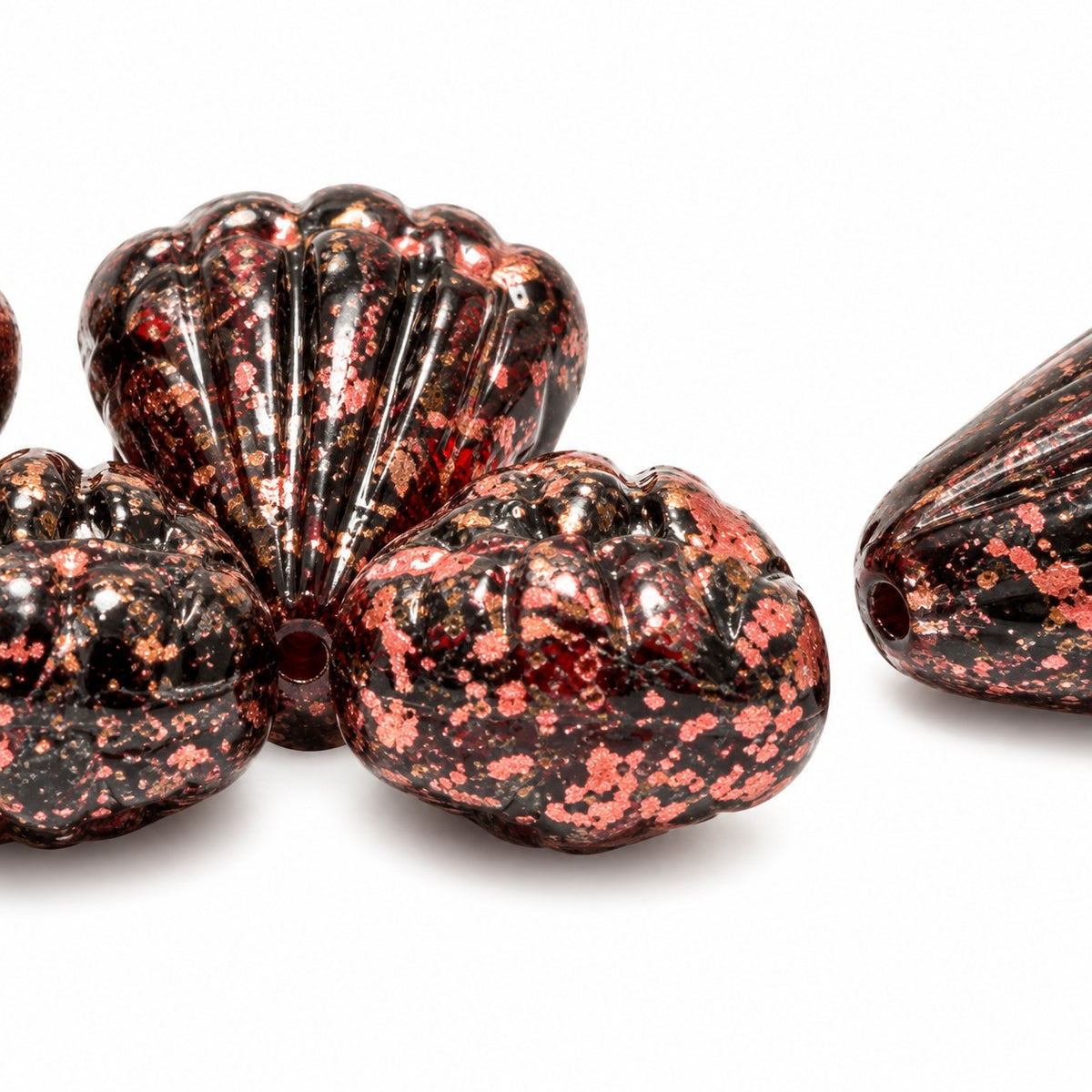 Flower Beads, Black 47903 (23980-47903), Glass, Czech Republic