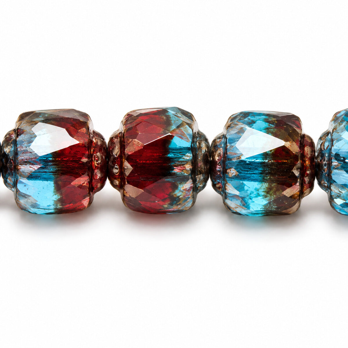 Cathedral Faceted Fire Polished Beads, X3197 Bronze (x3197-14415), Glass, Czech Republic