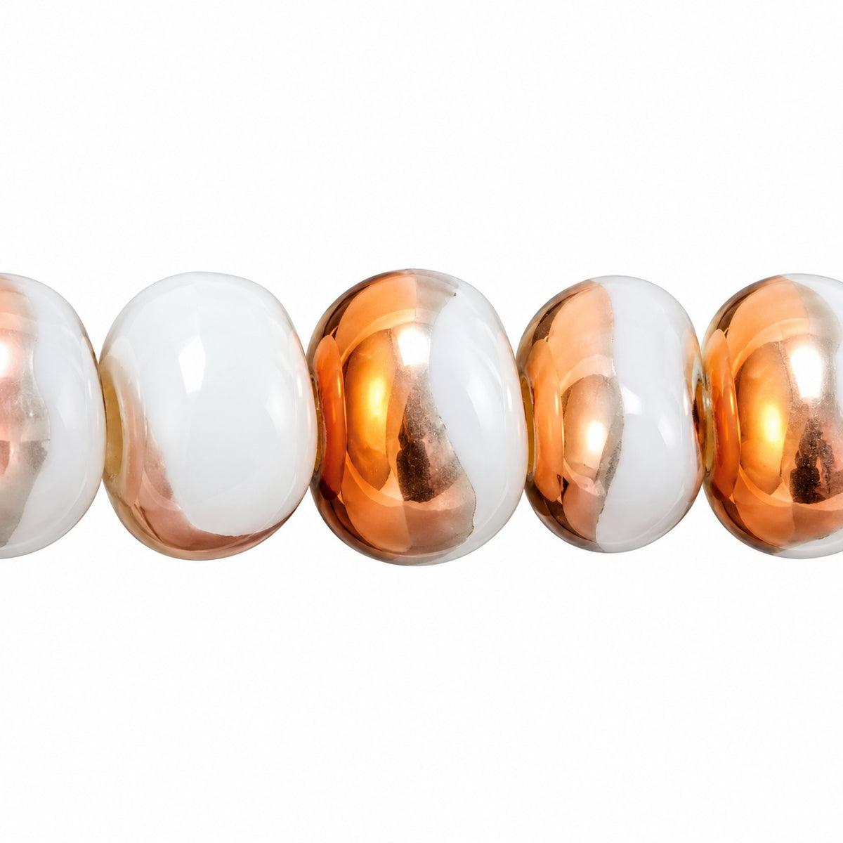 Oval Beads, White Crystal Pinkyellow Coating (02010-27137), Glass, Czech Republic