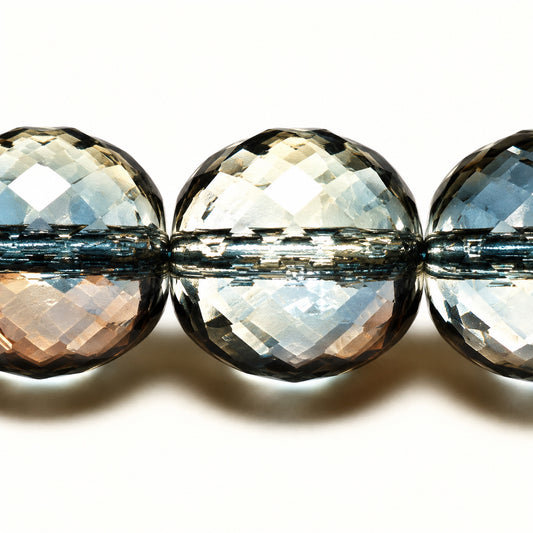 Faceted Round Fire Polish Beads - Small Cut, Crystal Crystal Bronze Capri (00030-22601), Glass, Czech Republic
