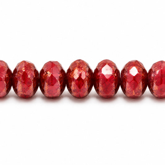 Rondelle Faceted Fire Polish Beads, Opal Red Bronze (91260-14415), Glass, Czech Republic