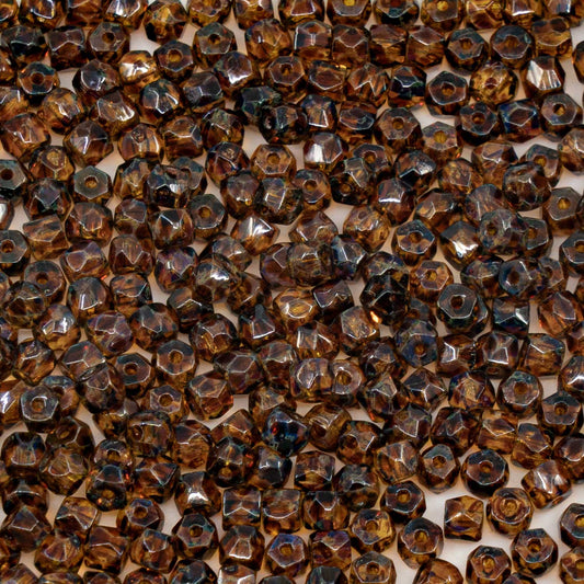 アウトレット 250g ファセットロンデル ファイアポリッシュビーズ 3 x 4 mm クリスタルステインストロング (00030-81800) ガラス チェコ共和国