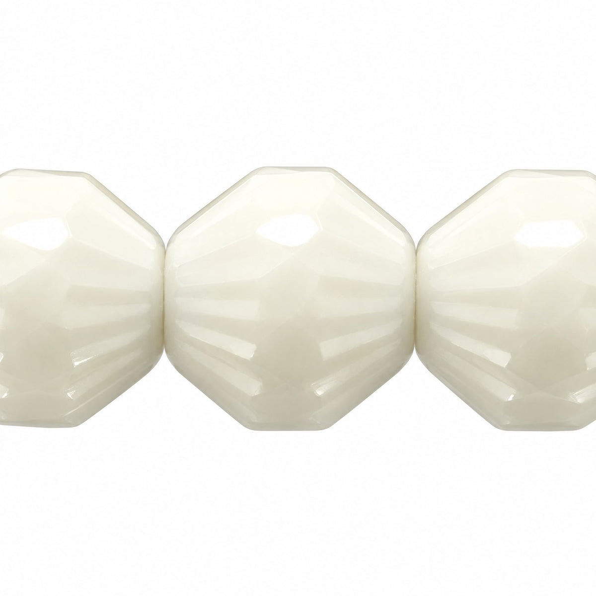 Fire Polished Faceted Lanthern Beads, Chalk White (03000), Glass, Czech Republic