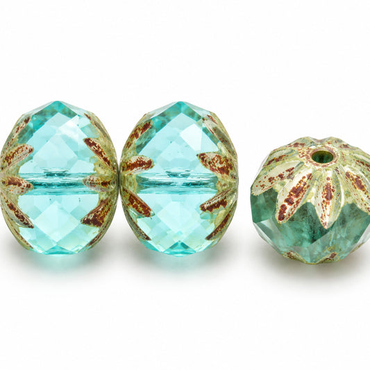 Special Cut Faceted Fire Polished Beads, 57601 Picasso (57601-43400), Glass, Czech Republic