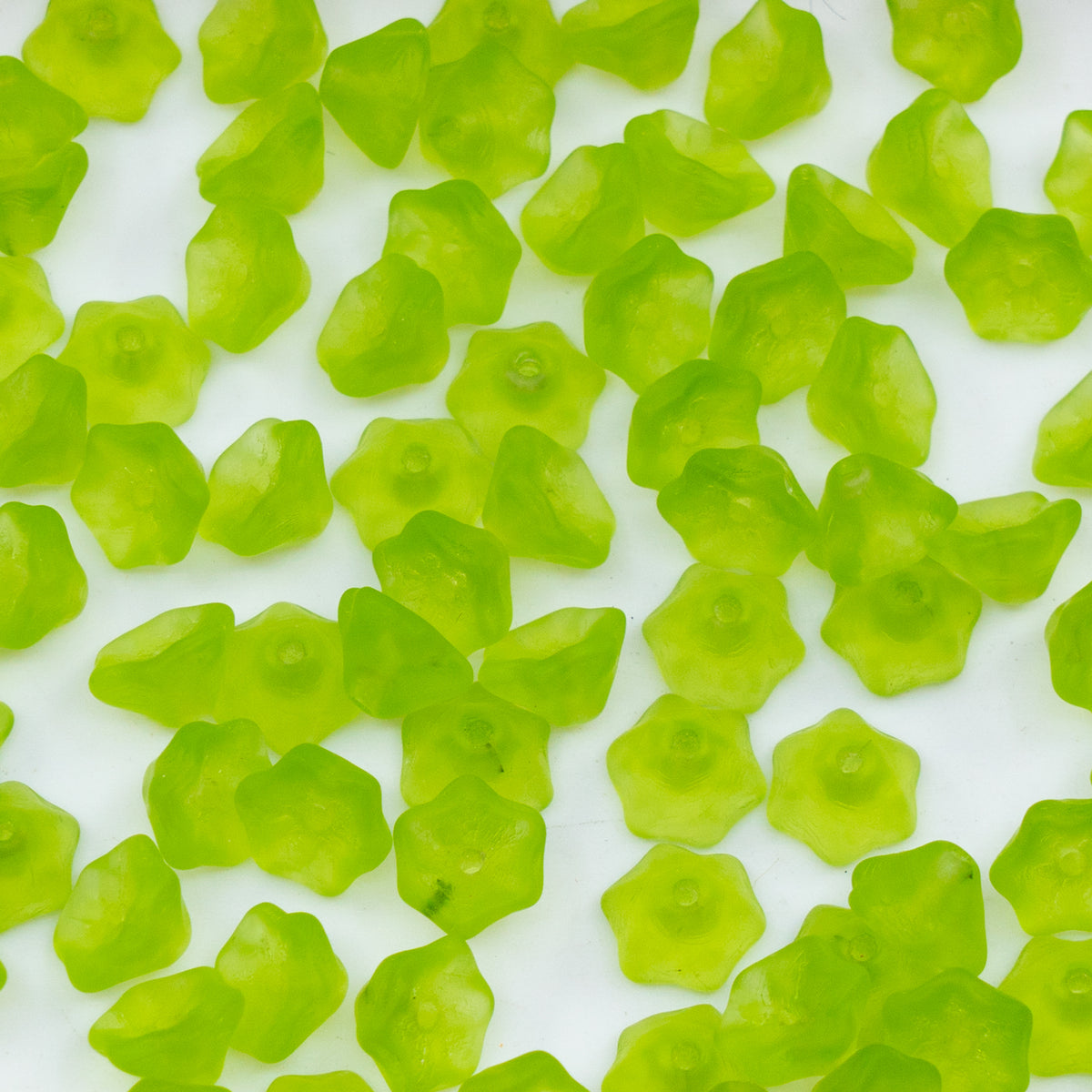 OUTLET 250g/50g Bell Flower Beads, 6 x 6 mm, Opal Green Matte (opal-green-matte), Glass, Czech Republic