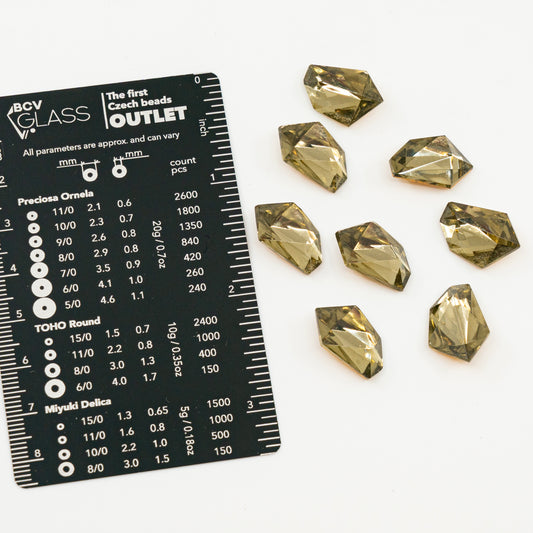 OUTLET 10 grams Glass Pressed Crystal Stones, 23 x 18 mm, Black Diamond Foiled (black-diamond-F-shaped), Glass, Czech Republic