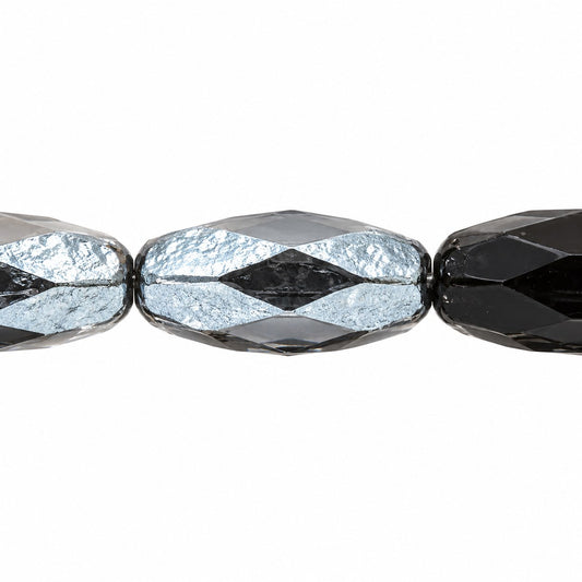 Fire Polished Faceted Oval Beads, Black 84510 27637 (23980-84510-27637), Glass, Czech Republic