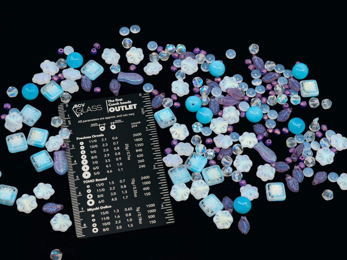 LIMITED Mix of Czech Glass Beads, Hand Made Set Kit, Purple Bay Leaf Beads Table Cut Kiwi Crystal AB Beads