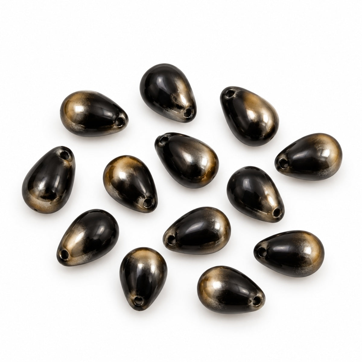 Drop Beads, Black Crystal Bronze Capri (23980-22601), Glass, Czech Republic