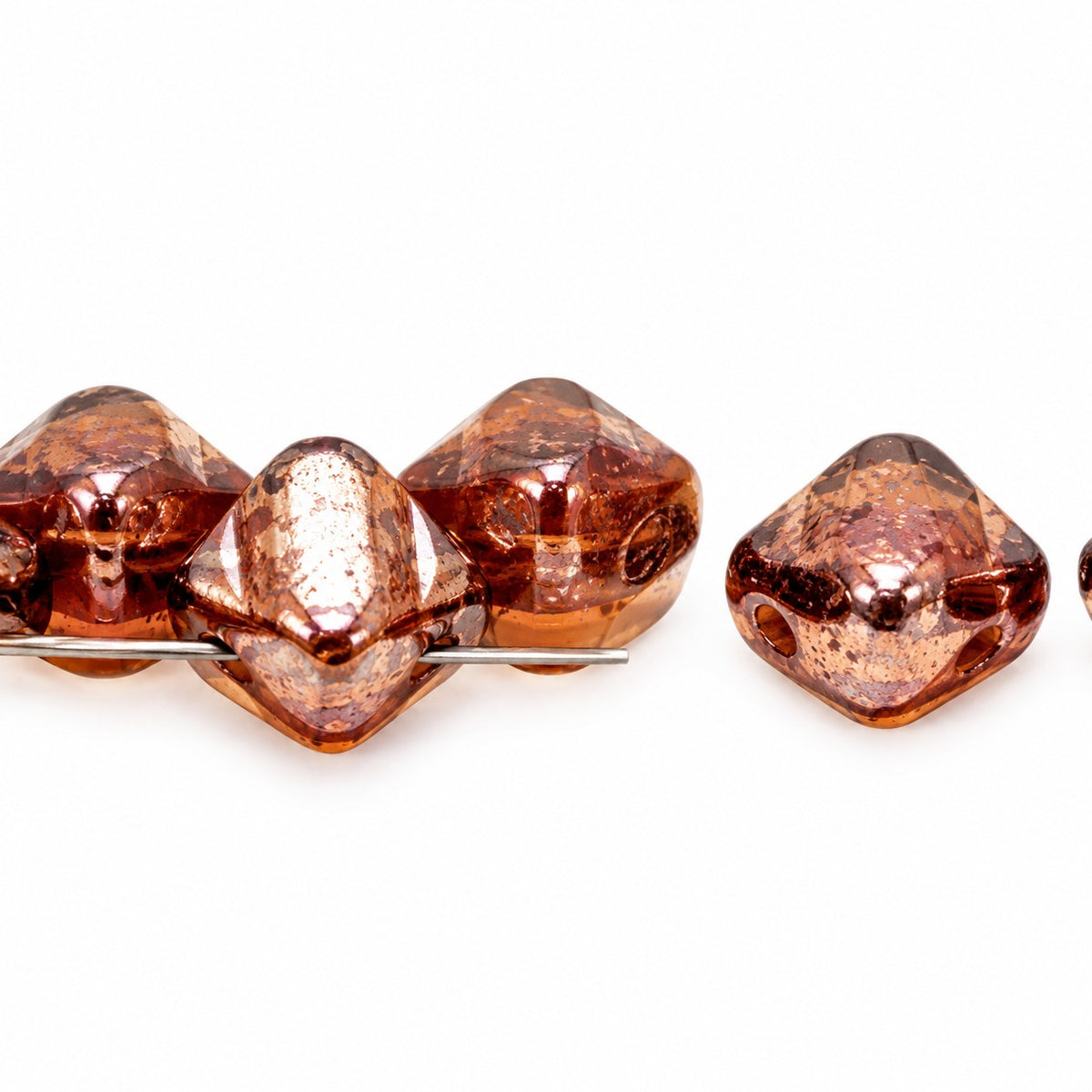 Silky 2-Hole Square Beads, Transparent Brown Hematite (10100-14400), Glass, Czech Republic