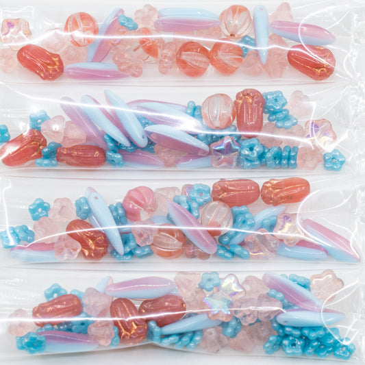 OUTLET 10 grams Glass Bead Mix By Kids, size mix, Pink Tulip Bud (pink-tulip-bud), Glass, Czech Republic