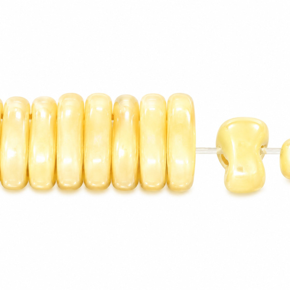 2-Hole Pressed Beads, Opaque Beige (13010), Glass, Czech Republic