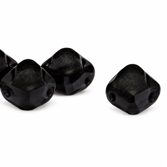 Silky 2-Hole Square Beads, Black Matte (23980-84110), Glass, Czech Republic
