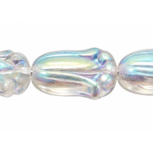 Tulip Flower Beads, Crystal Ab (00030-28701), Glass, Czech Republic