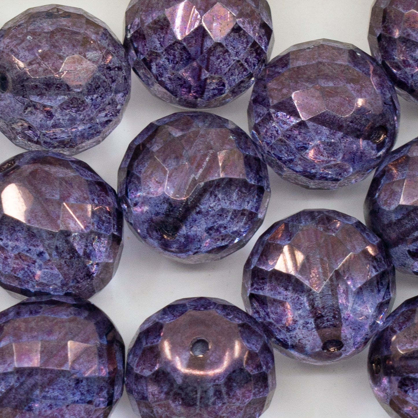 OUTLET 10 grams Faceted Round Fire Polished Beads, 18 x 18 mm, Crystal Purple (00030-15726), Glass, Czech Republic