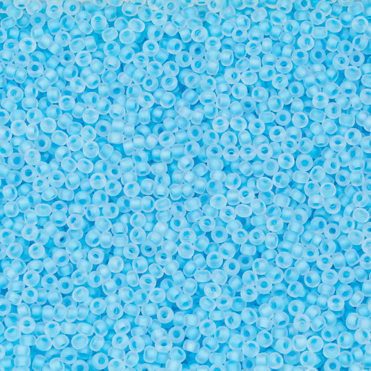 OUTLET 10 grams Preciosa Ornela Seed Beads, Round Hole, Loose, 10/0, crystal, colour lined blue-green matted (38362-84100), Glass, Czech Republic