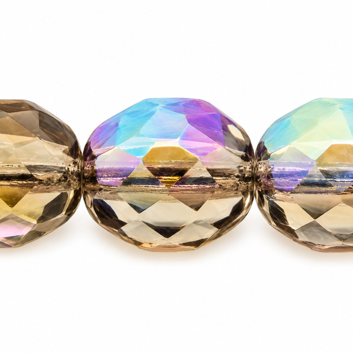 Faceted Special Cut Beads, Gray Ab (40010-28701), Glass, Czech Republic