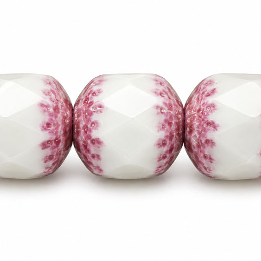 Cathedral Faceted Fire Polished Beads, Chalk White Luster Blue Full Coated (03000-14464), Glass, Czech Republic