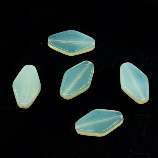 OUTLET 10 grams Flat Rhombus Beads, 22 x 12 mm, Opal Yellow (81000), Glass, Czech Republic