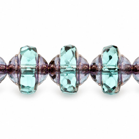 Faceted Special Cut Beads Ufo, Transparent Aqua Bronze (60110-14415), Glass, Czech Republic