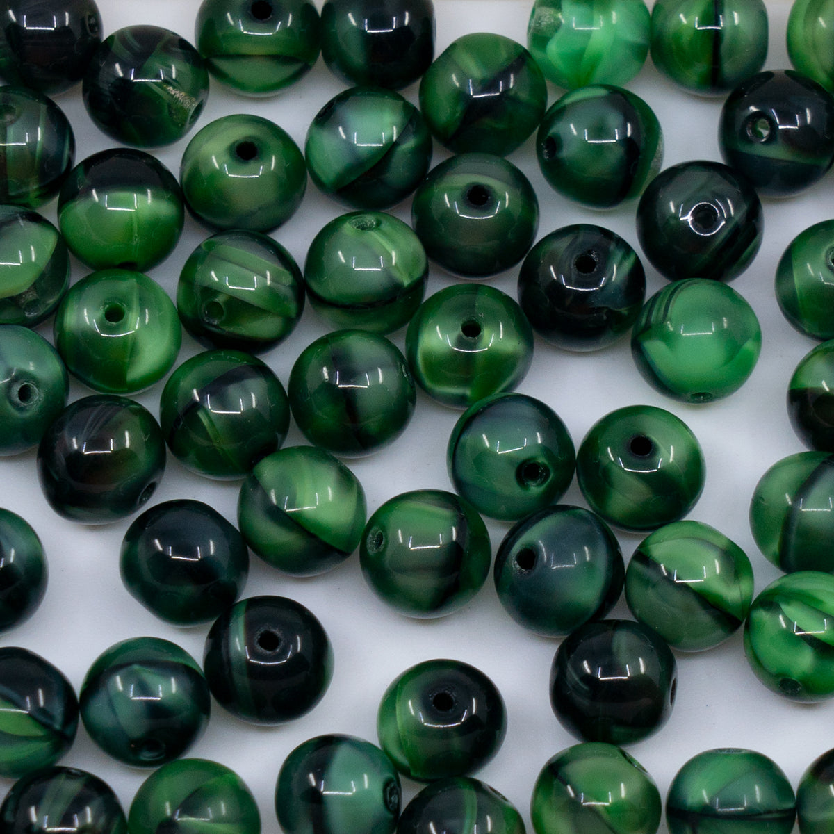 OUTLET 250g/50g Round Druck Beads, 6 x 6 mm, Silk Dark Green (26501), Glass, Czech Republic