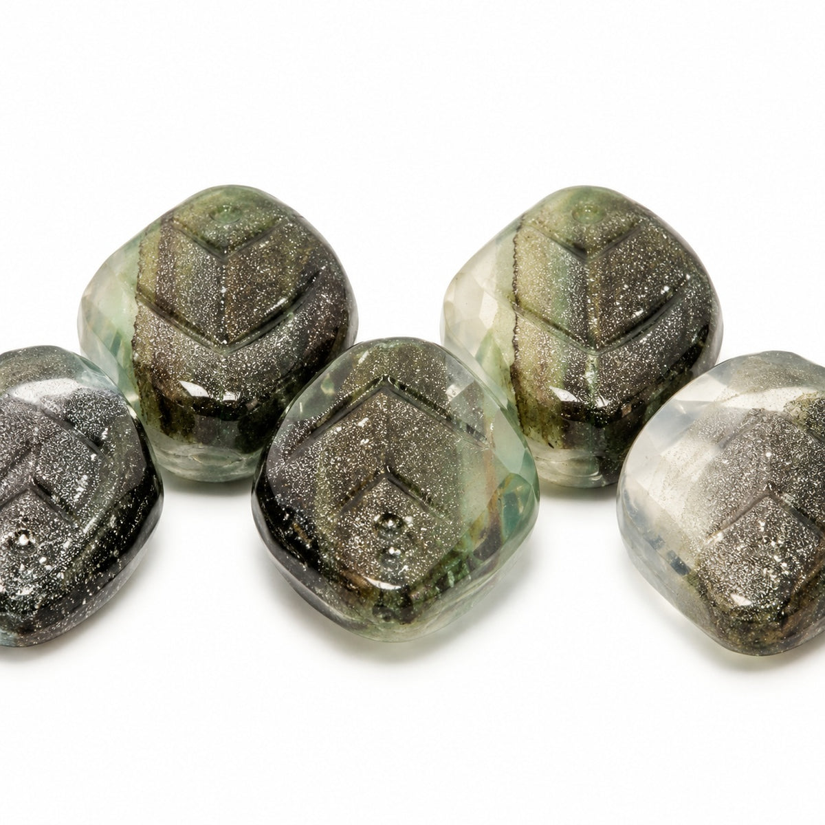 Small Leaf Pressed Beads, X2526 (x2526), Glass, Czech Republic