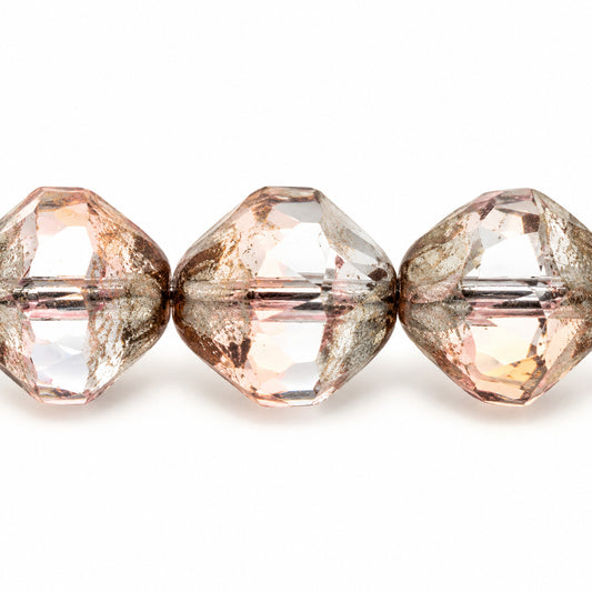 Special Cut Faceted Fire Polished Beads. Smashed, T0140 Platin (t0140-13702), Glass, Czech Republic