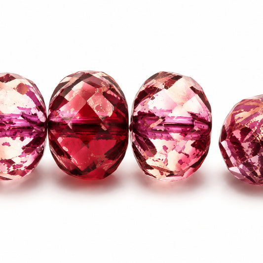 Special Cut Faceted Fire Polished Beads, T0250 Bronze Pink Lined (t0250-14415-54321), Glass, Czech Republic