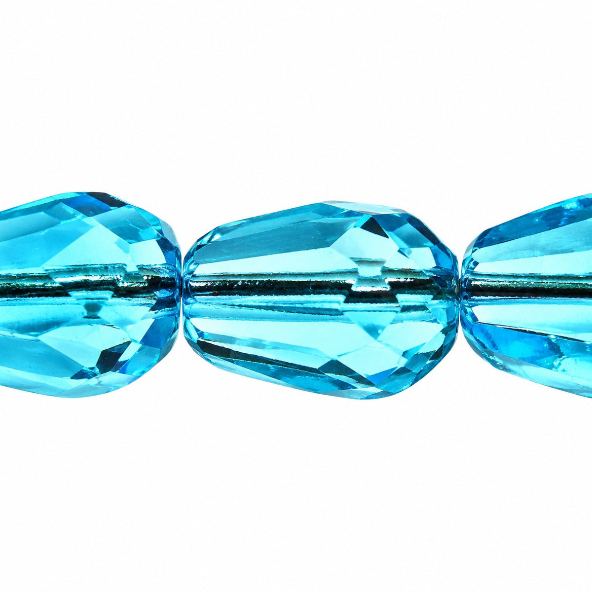 Faceted Fire Polished Beads Special Cut, Transparent Aqua (60010), Glass, Czech Republic