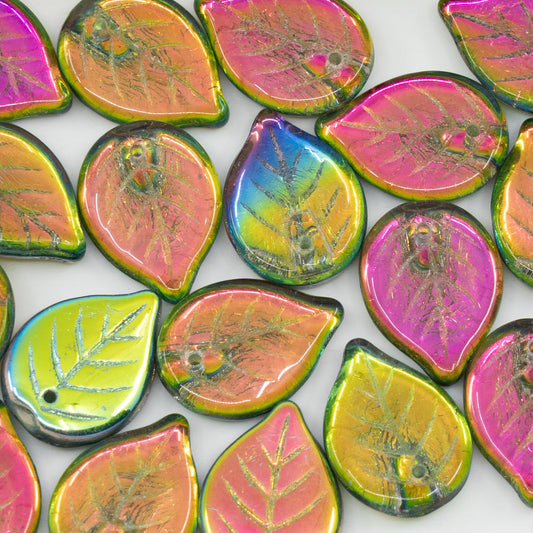 OUTLET 10 克苹果叶珠，18 x 13 毫米，水晶玻璃 (00030-28137)，玻璃，捷克共和国