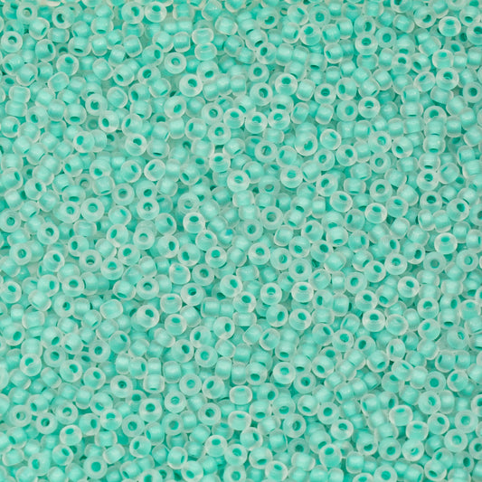 OUTLET 10 grams Preciosa Ornela Seed Beads, Round Hole, Loose, 10/0, crystal, colour lined green matted (38358-84100), Glass, Czech Republic