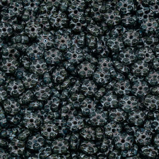 奥特莱斯 250克勿忘我珠，5 x 5毫米，黑色石灰华浅蓝色内衬 (23980-86800-54308)，玻璃，捷克共和国