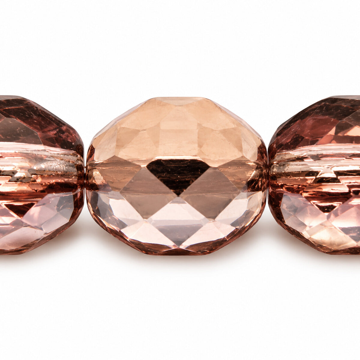 Faceted Special Cut Beads, Transparent Pink Rose Gold Capri (70110-27101), Glass, Czech Republic