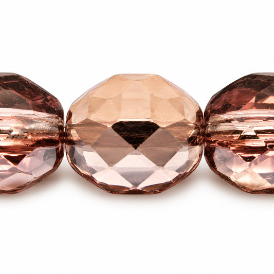 Faceted Special Cut Beads, Transparent Pink Rose Gold Capri (70110-27101), Glass, Czech Republic