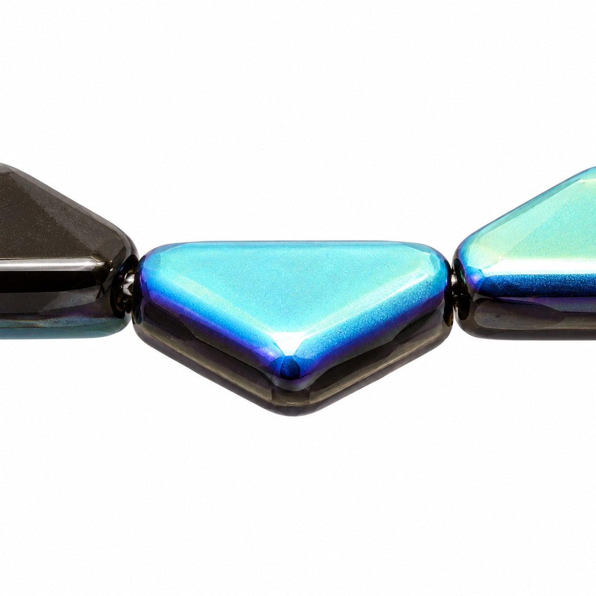 Triangle Pressed Beads, Black Ab (23980-28701), Glass, Czech Republic