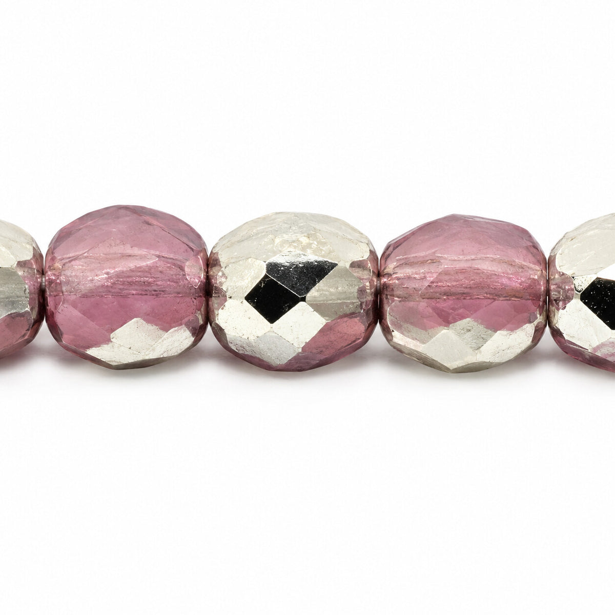 Faceted Special Cut Beads, Opal Pink Crystal Silver Half Coating (71000-27001), Glass, Czech Republic