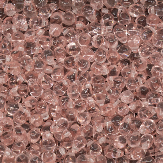 OUTLET 250g Drop Beads, 4 x 6 mm, Transparent Pink (70110), Glass, Czech Republic
