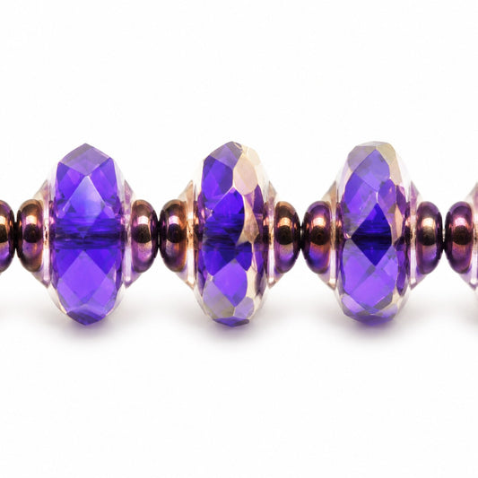 Faceted Special Cut Beads Ufo, Transparent Blue Bronze (30090-14415), Glass, Czech Republic