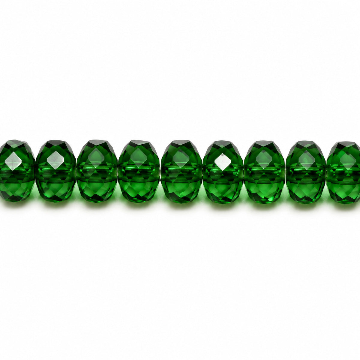 Special Cut Faceted Fire Polished Beads, Transparent Green Emerald (50150), Glass, Czech Republic