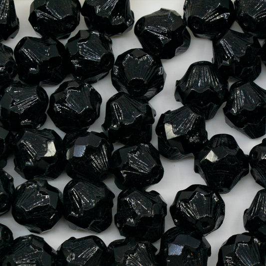 アウトレット 10グラム ファセットスペシャルカットビーズ、11 x 10 mm、ブラック（23980）、ガラス、チェコ共和国