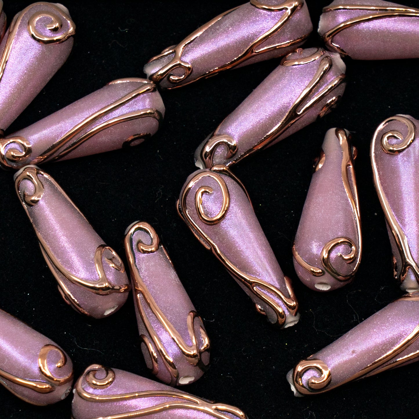 OUTLET 1 pcs Lampwork Teardrop Beads, 22 x 8 mm, Pd710 Pd06 B (PD710-PD06-b), Glass, Czech Republic